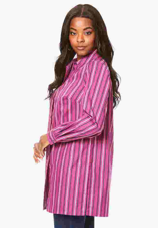Plus Size Kate Long Sleeve Easy Cotton-Blend Button-Front Shirt image number 3