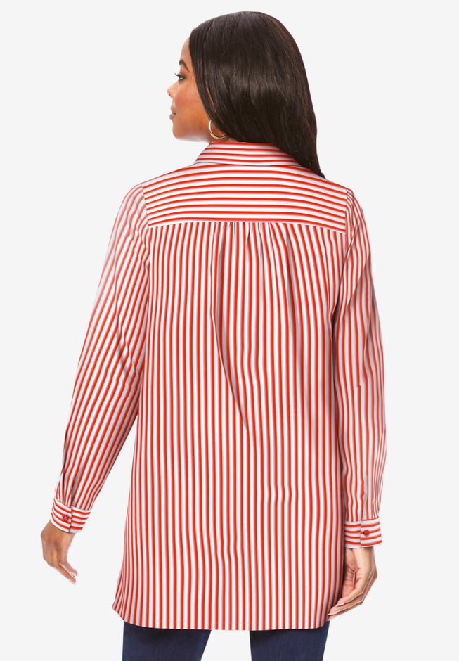 Kate Long-Sleeve Crisp Cotton-Blend Button-Front Tunic image number 1