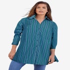 Kate Long-Sleeve Crisp Cotton-Blend Button-Front Tunic image number null