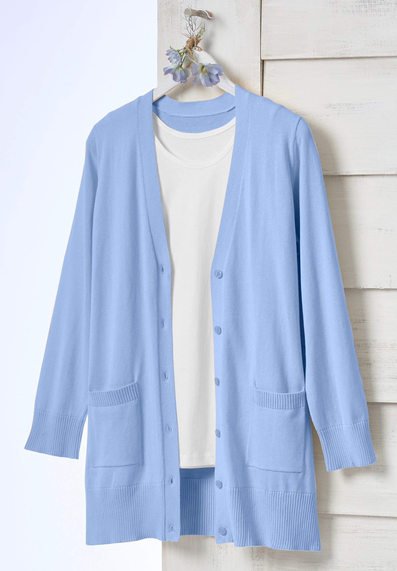 Perfect Longer-Length Cotton Cardigan Sweater image number 5