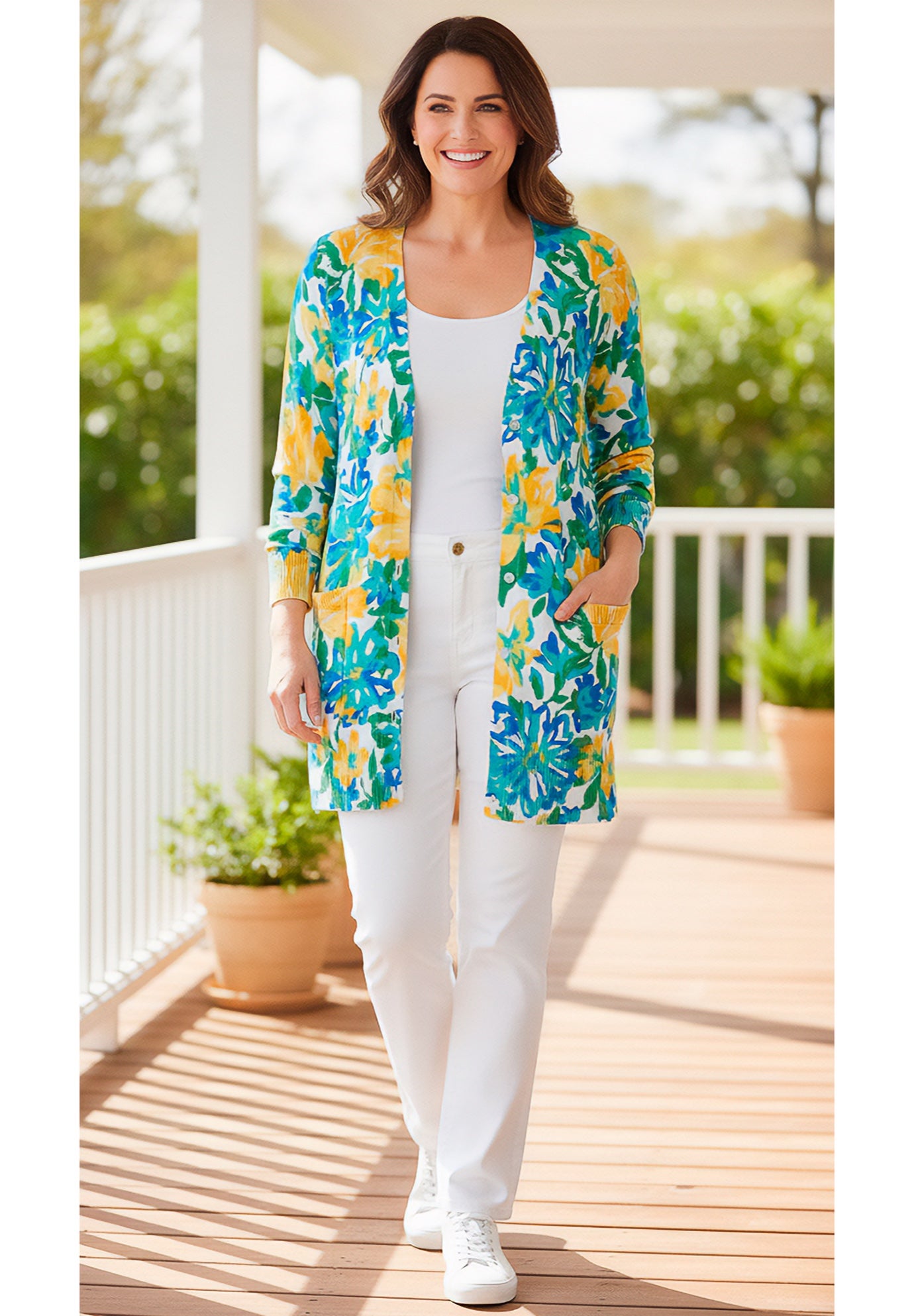 Perfect Longer-Length Cotton Cardigan Sweater image number 0