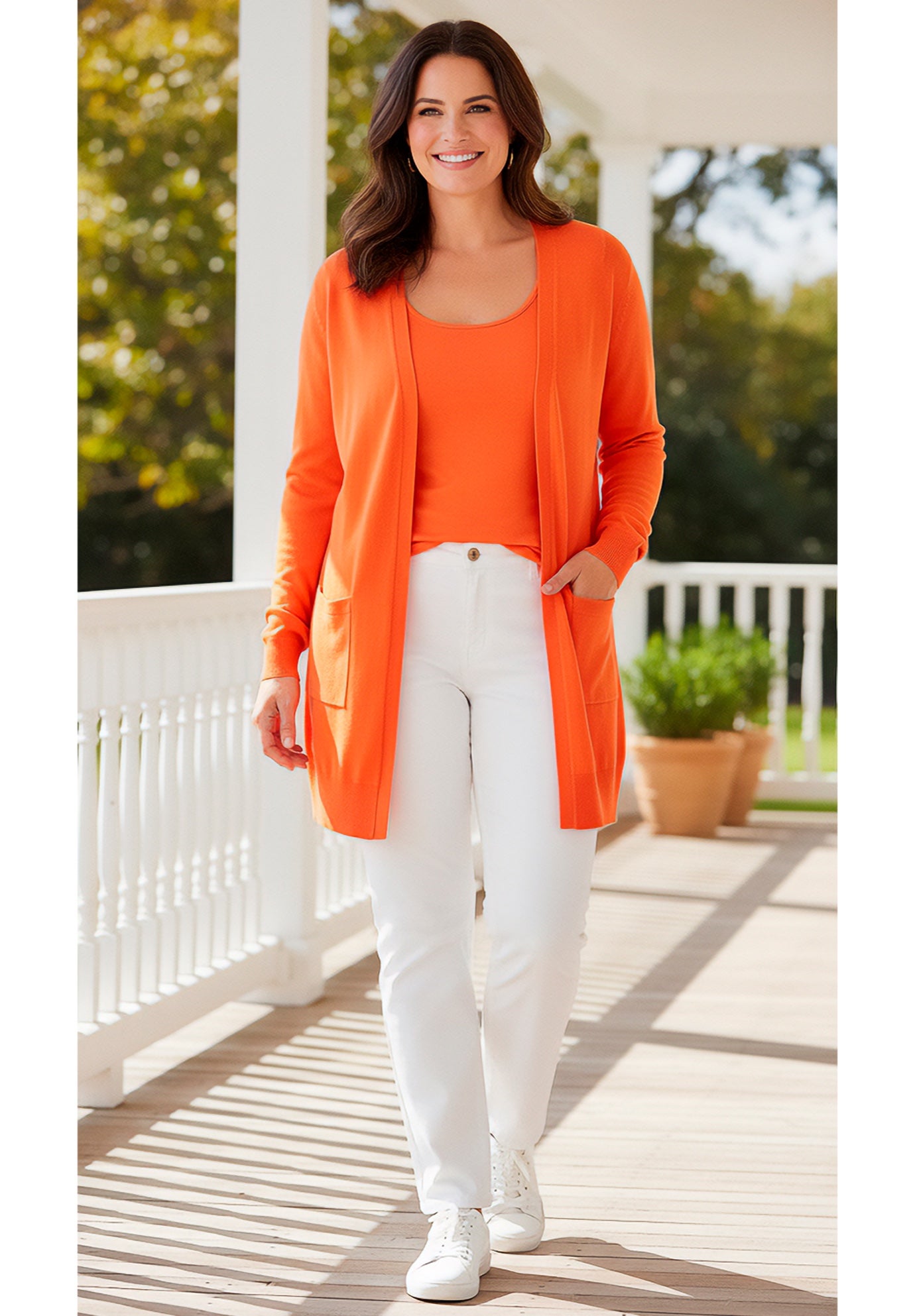 Perfect Longer-Length Cotton Cardigan Sweater image number 0