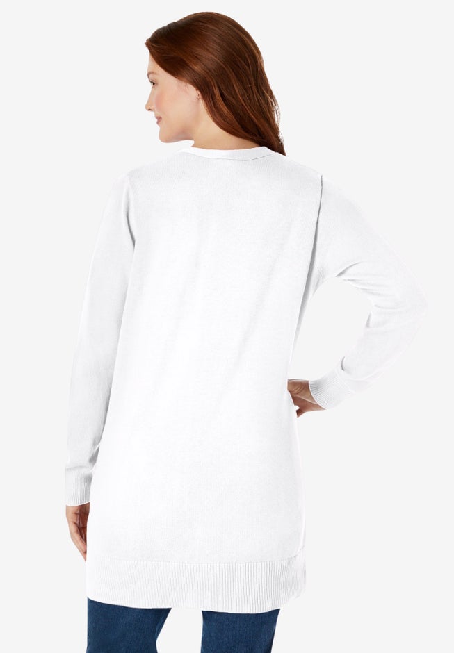 Perfect Longer-Length Cotton Cardigan Sweater image number 1