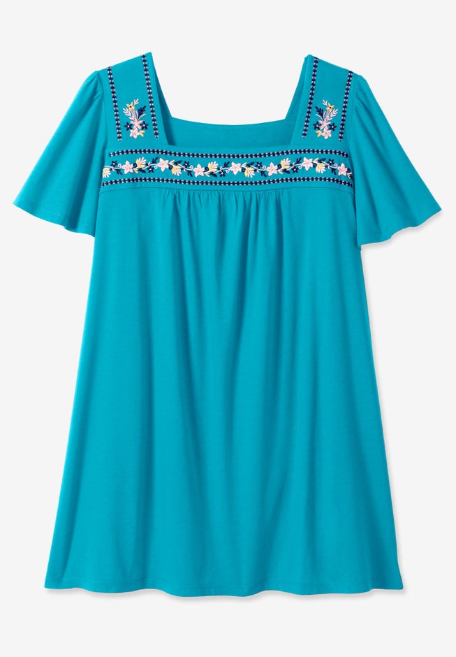 Embroidered Square Neck Tunic image number null