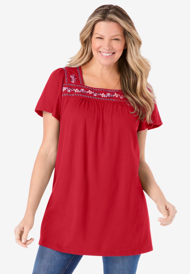 Embroidered Square Neck Tunic image number null