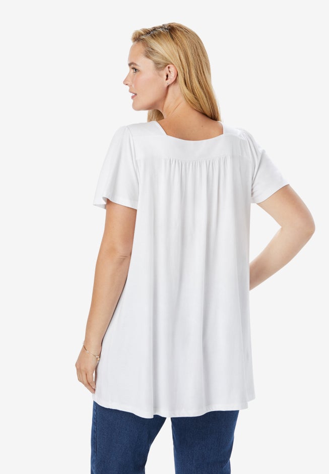 Embroidered Square Neck Tunic image number null