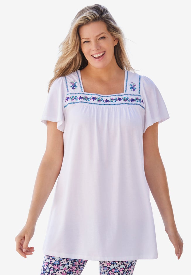Embroidered Square Neck Tunic image number null