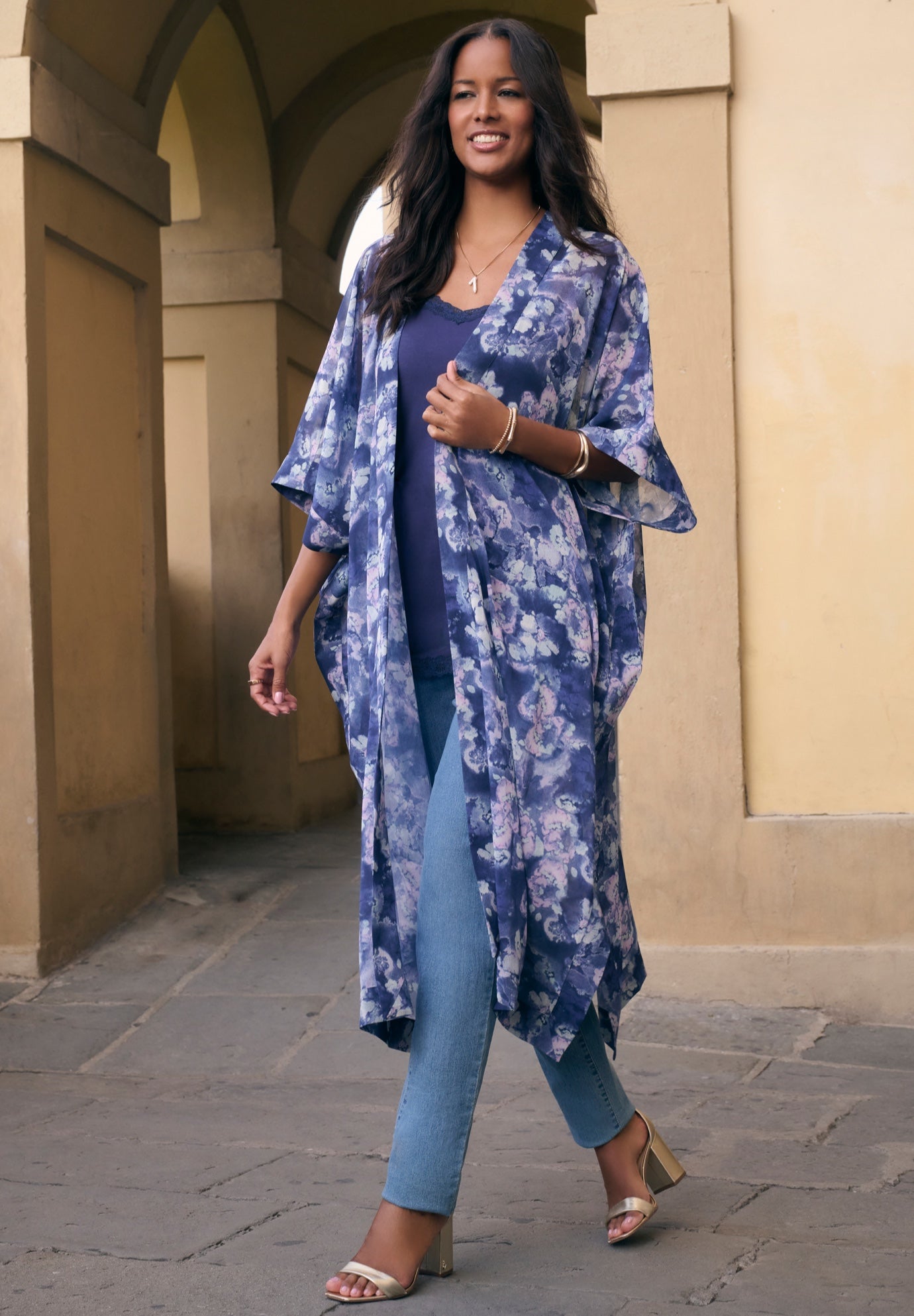Plus Size Flowy Chiffon Duster image number 0
