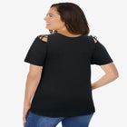 Lattice-Detail Cold-Shoulder Tee image number null