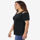 Lattice-Detail Cold-Shoulder Tee image number null