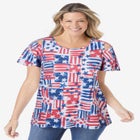 Lattice-Detail Cold-Shoulder Tee image number null