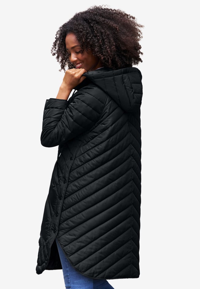 Quilted Jacket With Curved Bottom & Side Snaps image number 1
