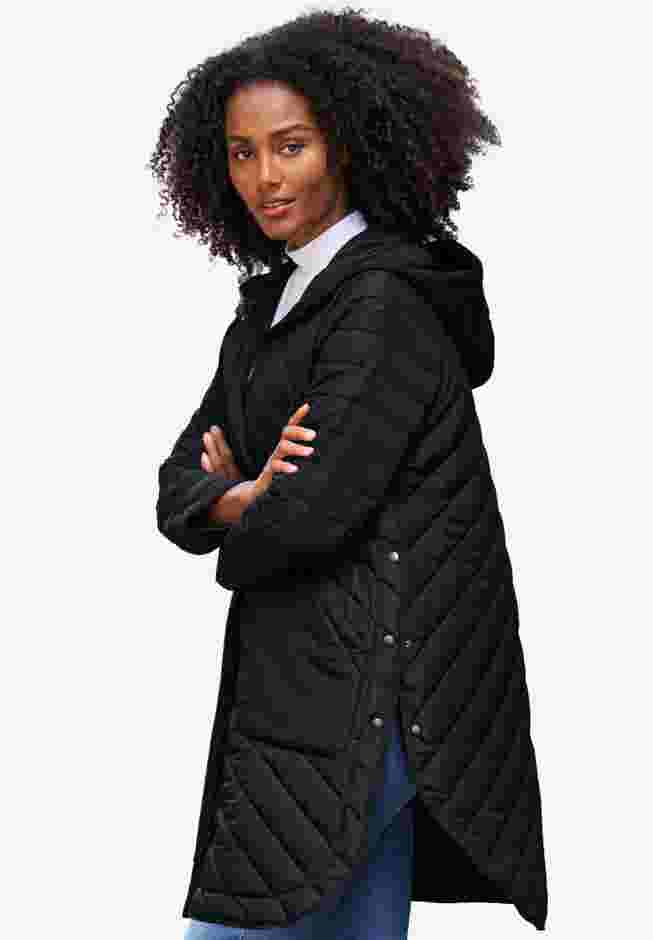 Quilted Jacket With Curved Bottom & Side Snaps image number 2