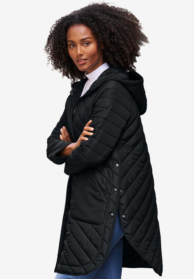Quilted Jacket With Curved Bottom & Side Snaps image number 2