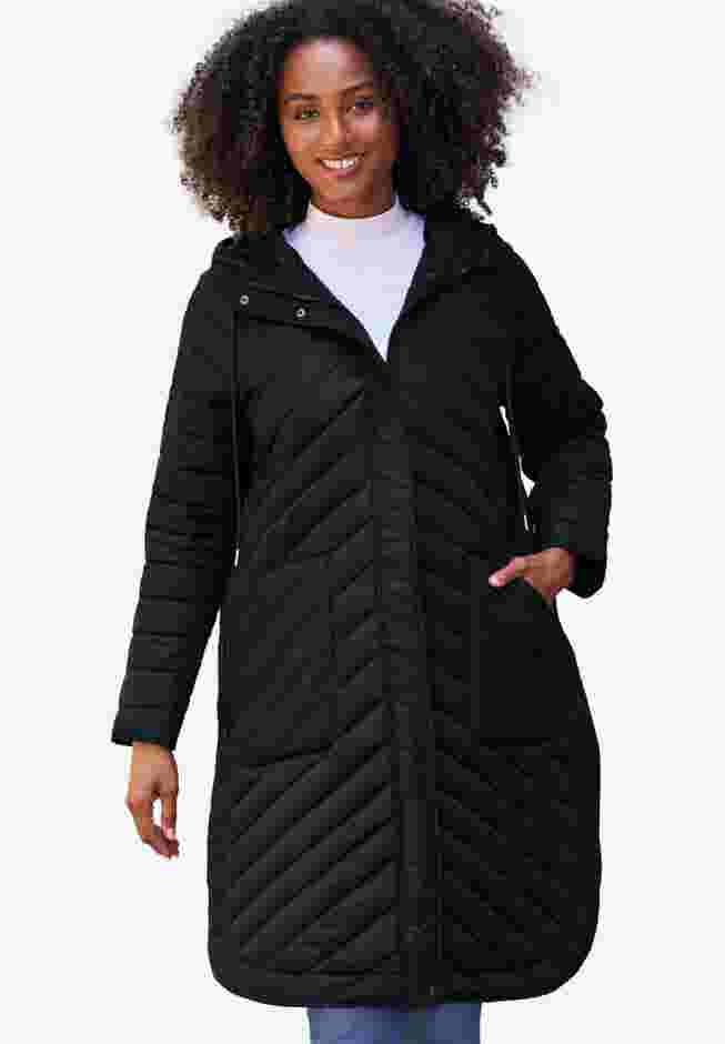 Quilted Jacket With Curved Bottom & Side Snaps image number 0