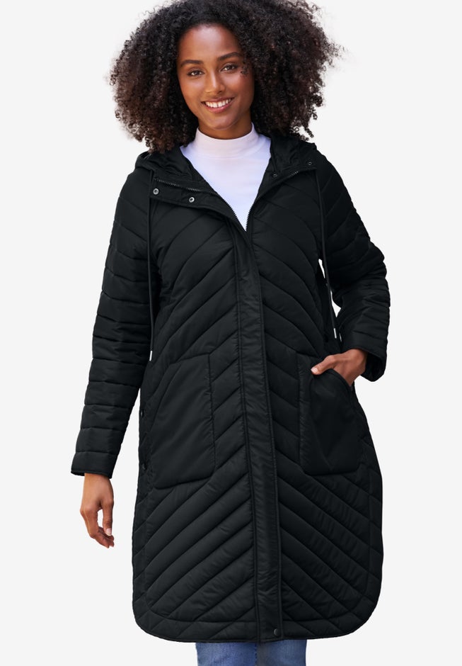 Quilted Jacket With Curved Bottom & Side Snaps image number 0