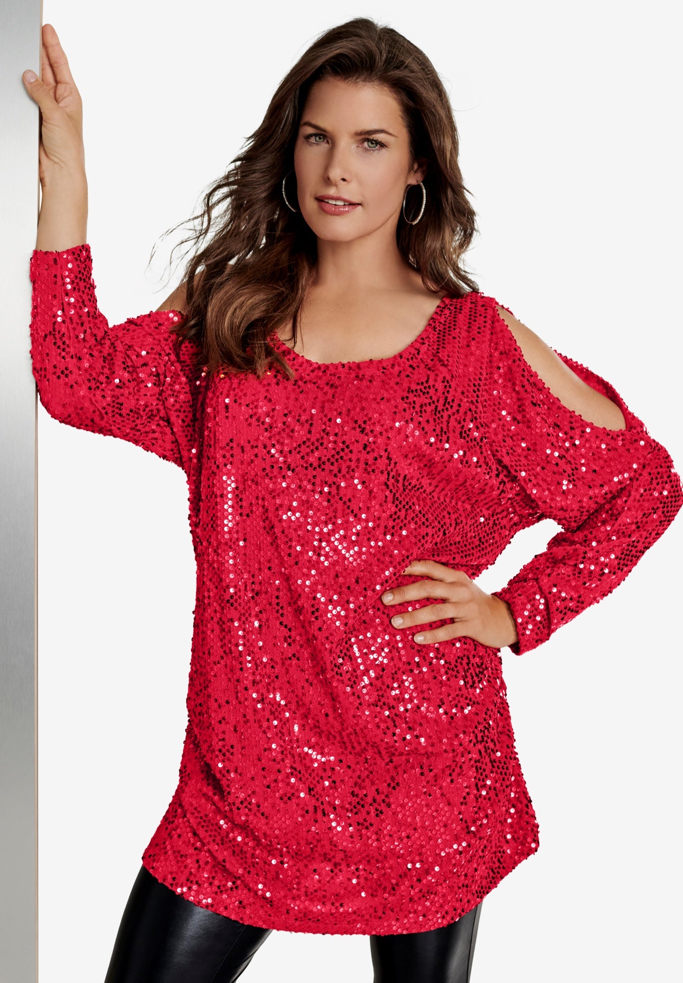 Cold-Shoulder Sequin Tunic image number 1