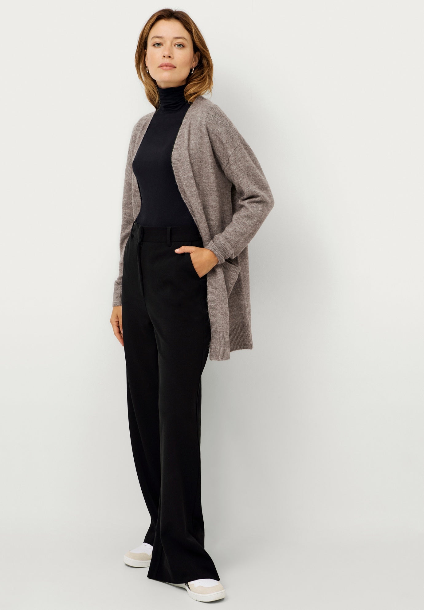 Long Open Cardigan With Pockets image number 1