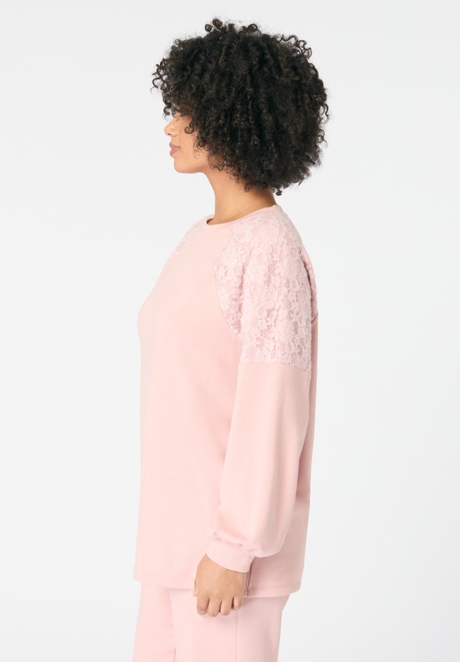 Comfort+ Fleece Lace Shoulder Sweatshirt image number 2