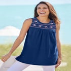 Embroidered Crewneck Tank image number null