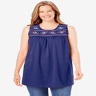 Embroidered Crewneck Tank image number null