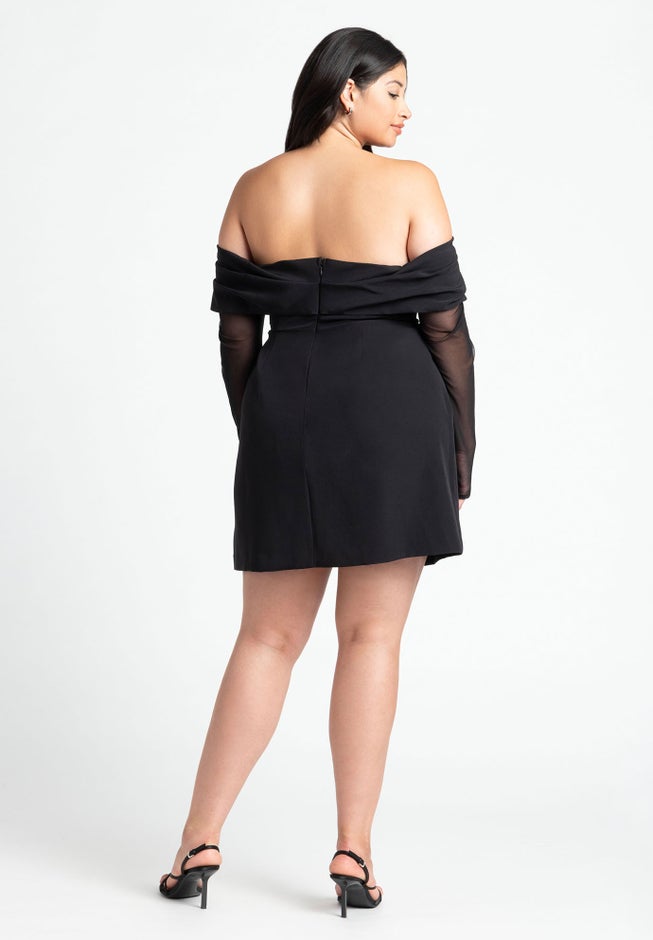 Pleated Off The Shoulder Mini Dress image number 2