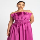 Pleated Ruffle Neckline Midi Dress image number null