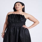 Pleated Ruffle Neckline Midi Dress image number null