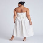 Pleated Ruffle Neckline Midi Dress image number null