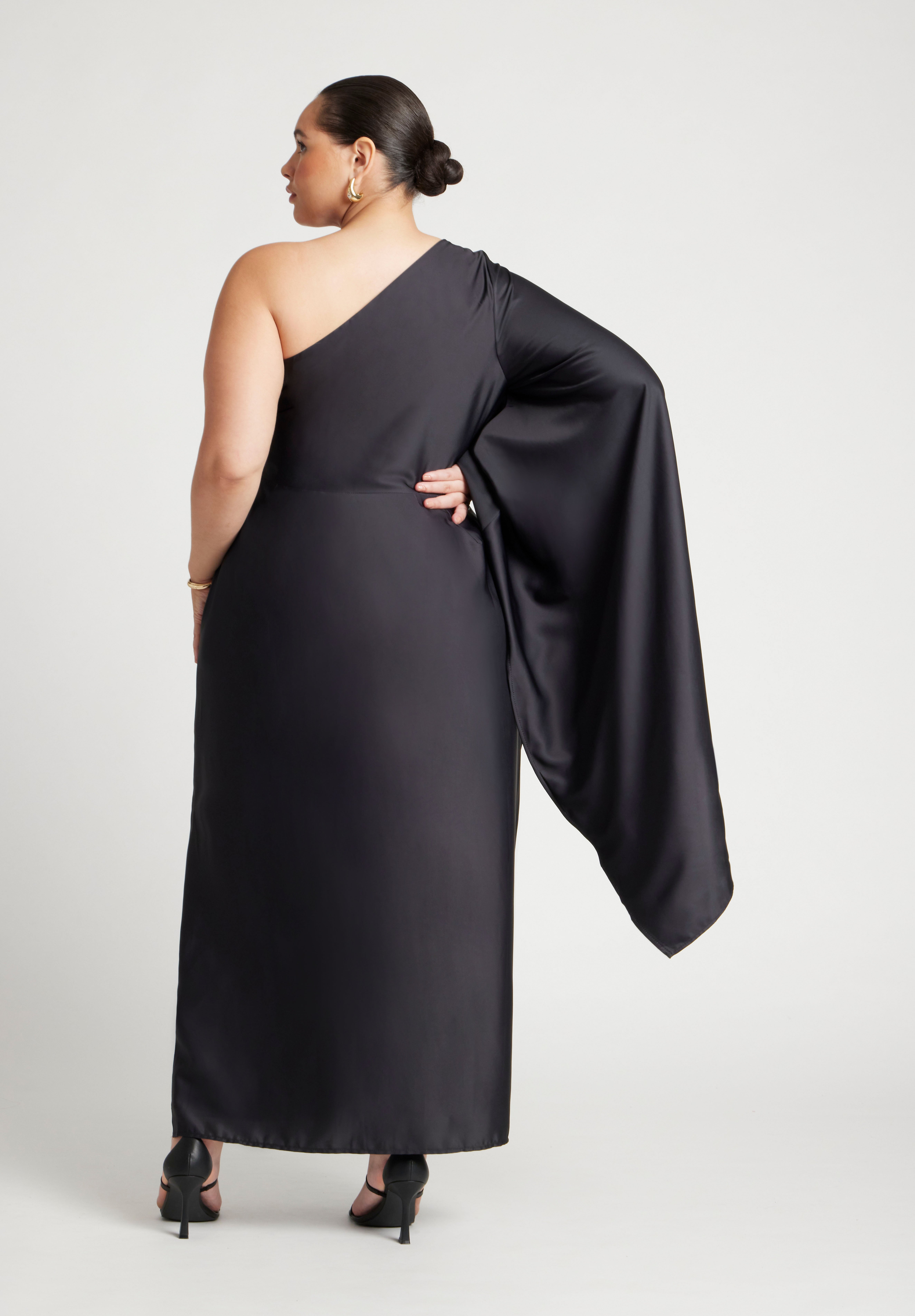 One Shoulder Dramatic Sleeve Dress image number 2