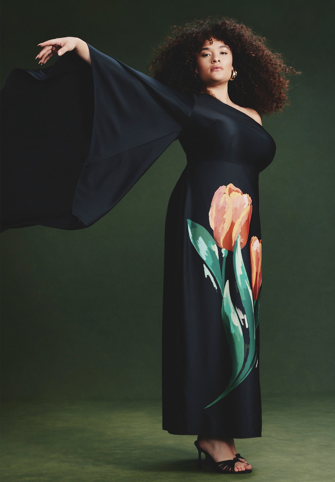 One Shoulder Dramatic Sleeve Dress image number 0