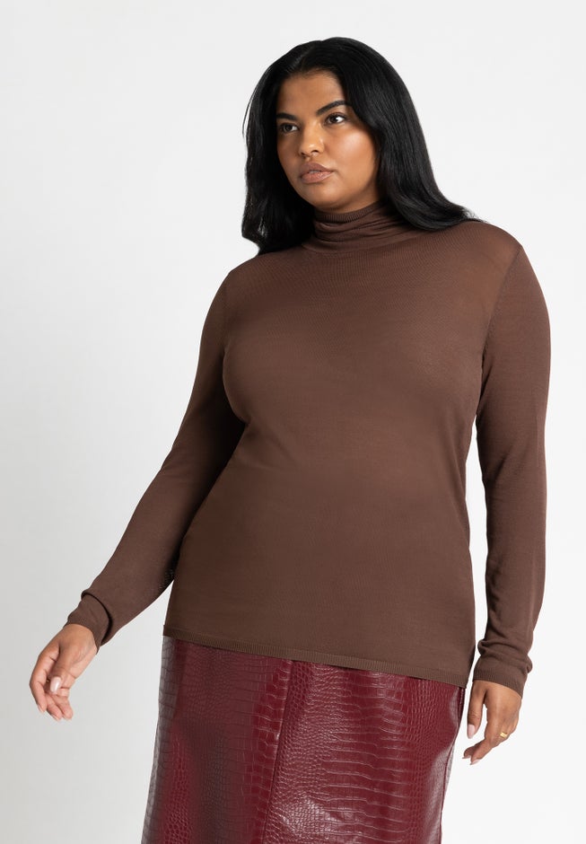 Sheer Lightweight Turtleneck Sweater image number 0