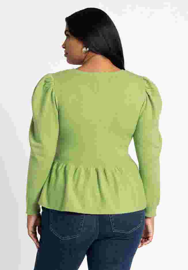 Peplum Puff Sleeve Sweater image number 1