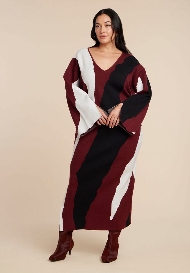 V Neck Intarsia Sweater image number 2