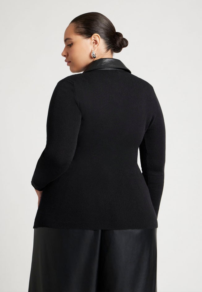 Faux Leather Detail Sweater image number 1