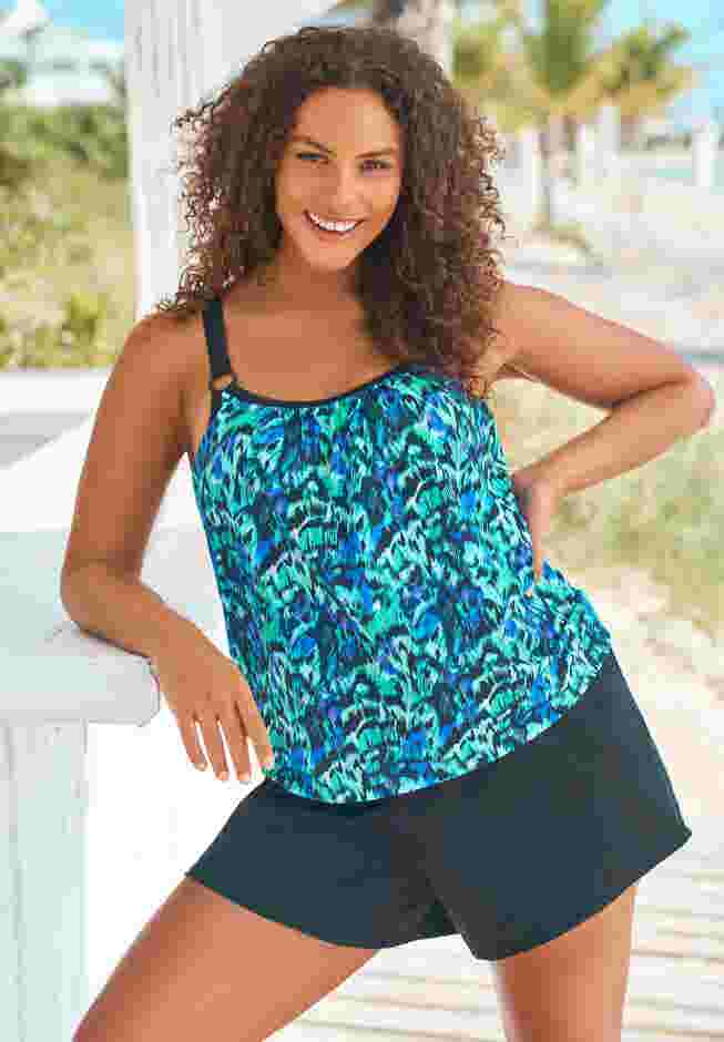 Tank Overlay Swim Romper image number 0