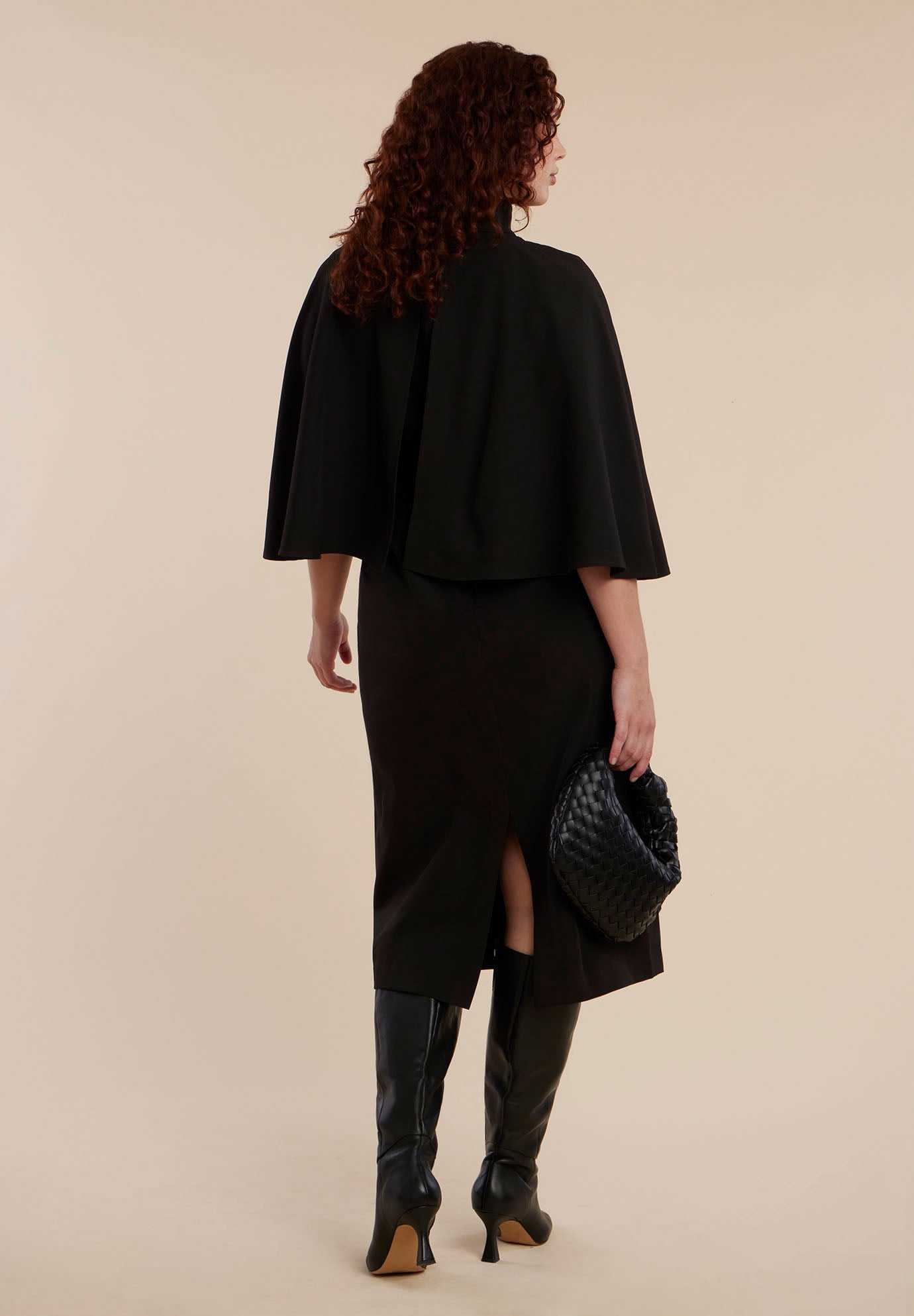 Cape Sleeve Belted Midi Dress image number 1