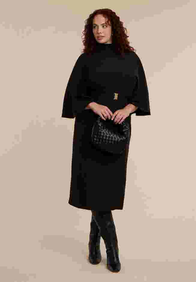 Cape Sleeve Belted Midi Dress image number 3