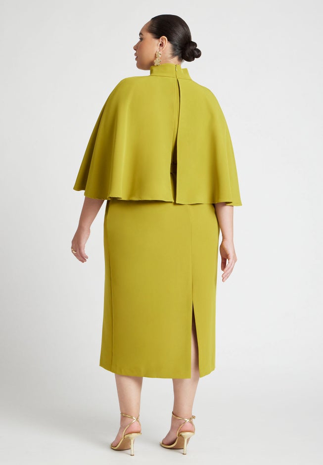 Cape Sleeve Belted Midi Dress image number 1