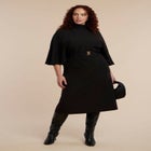 Cape Sleeve Belted Midi Dress image number null