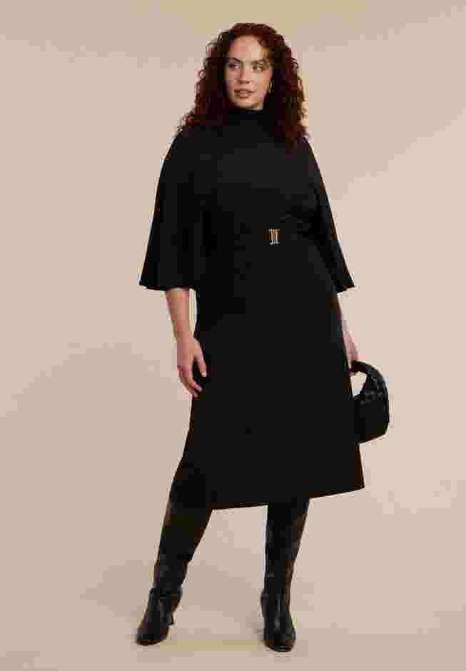 Cape Sleeve Belted Midi Dress image number 0