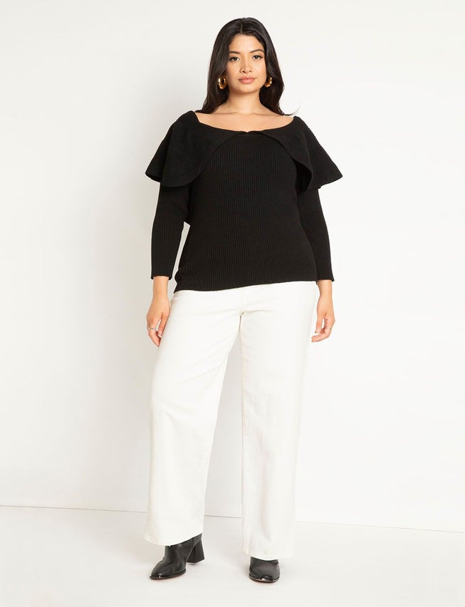 Off The Shoulder Sweater With Flounce image number 2