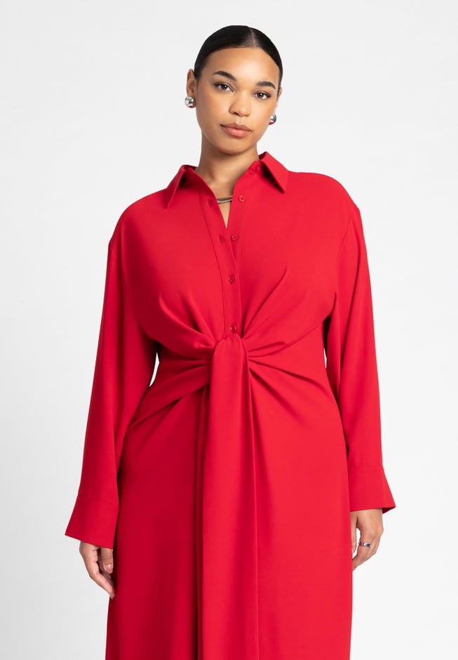 Tie Front Oversized Shirt Dress image number 3