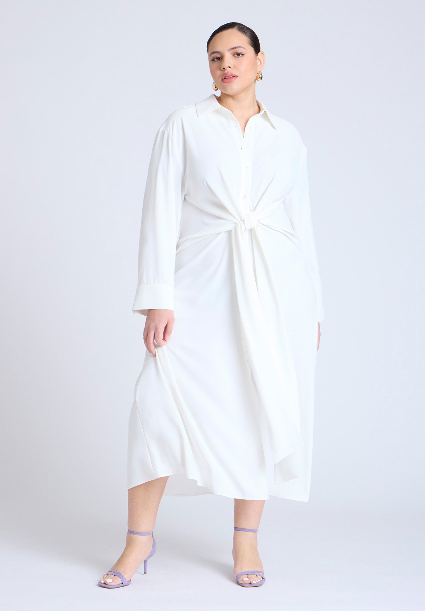 Tie Front Oversized Shirt Dress image number 2