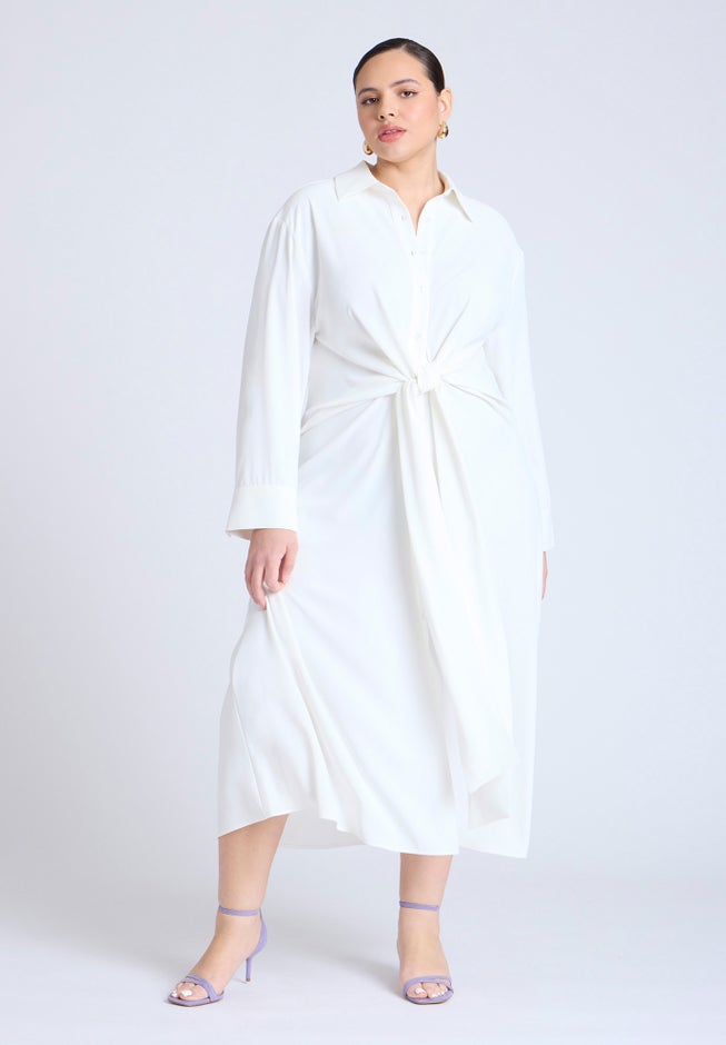 Tie Front Oversized Shirt Dress image number 2