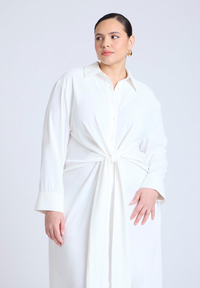 Tie Front Oversized Shirt Dress image number 3