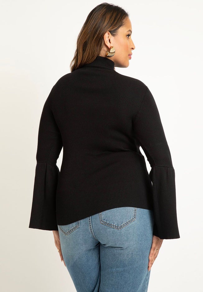 Flare Sleeve Turtleneck Sweater image number 1