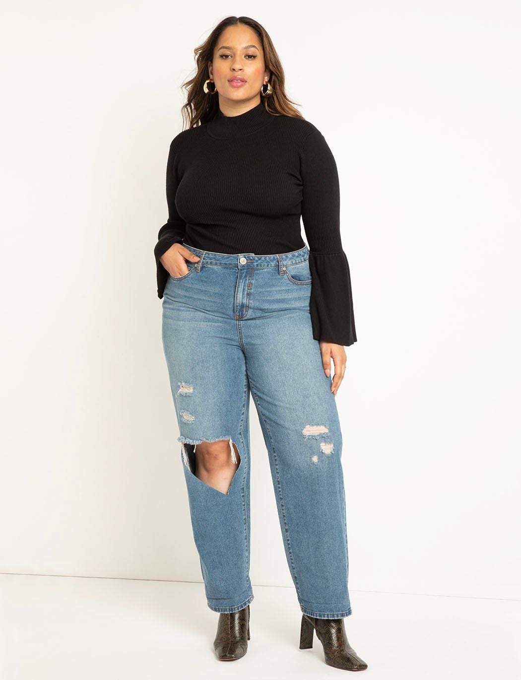 Flare Sleeve Turtleneck Sweater image number 2