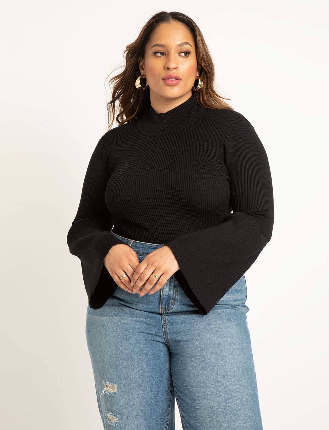 Flare Sleeve Turtleneck Sweater image number 0