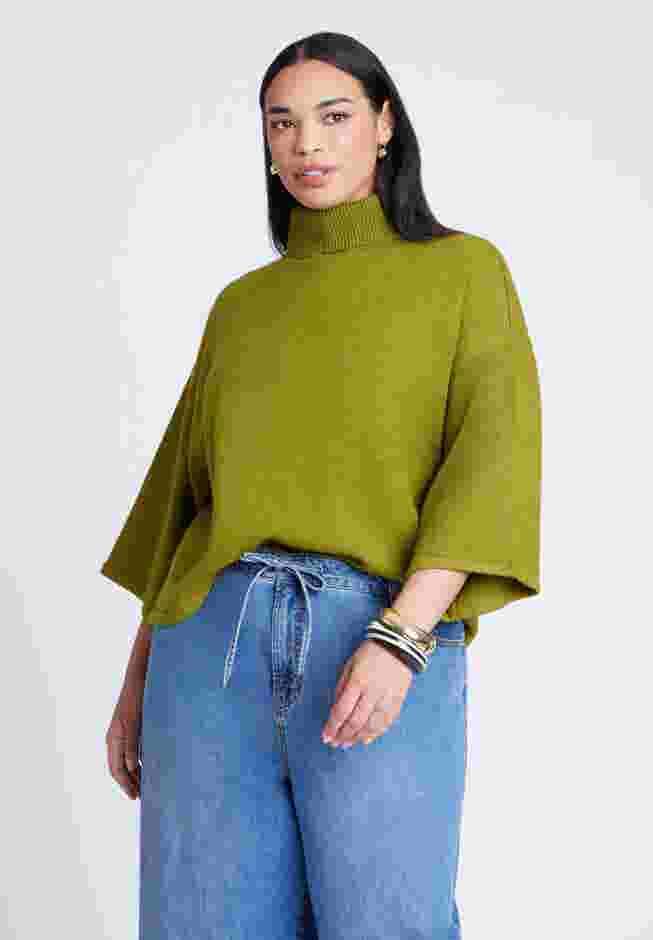 Boxy Three Quarter Sleeve Turtleneck image number 0